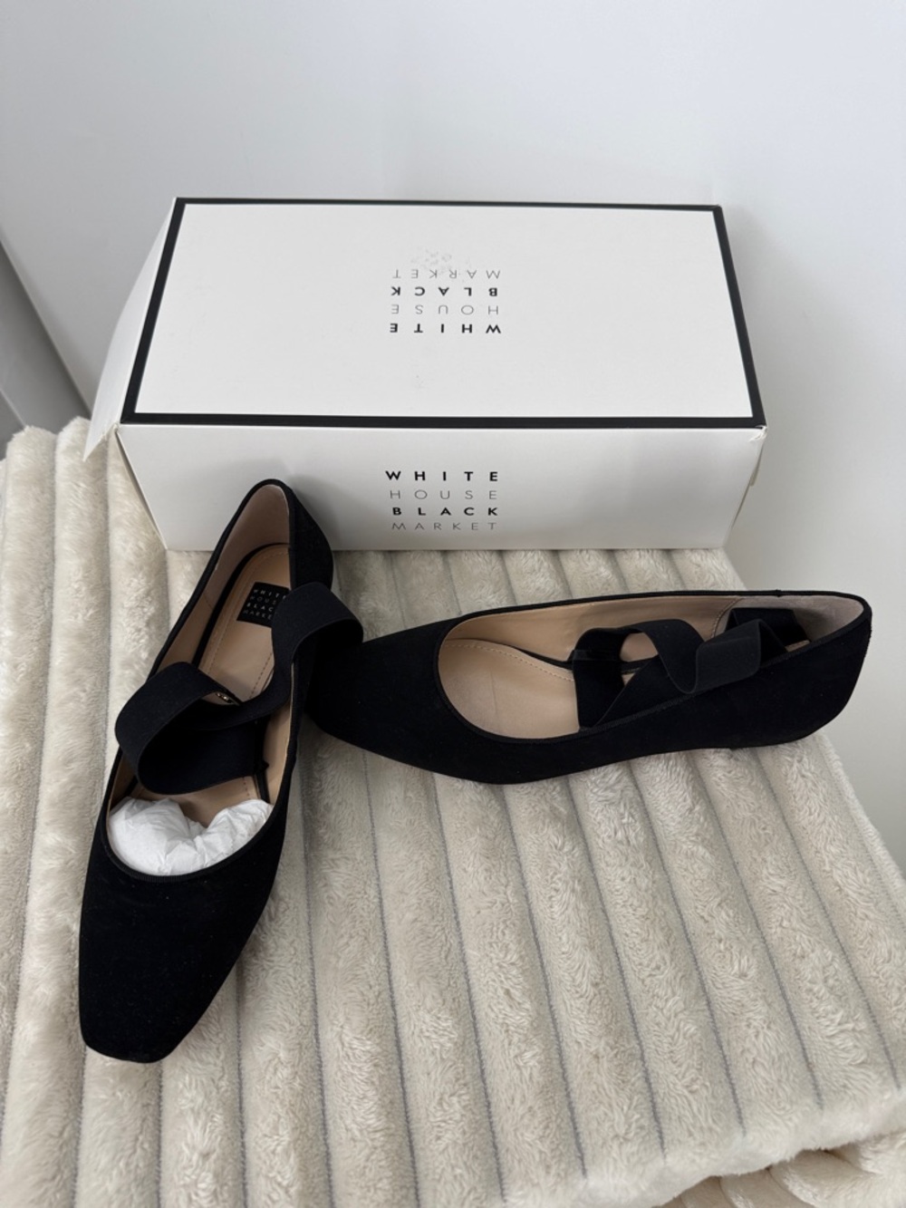 White House Black Market "Gracen" square toe ballet flats in black size 7 - Picture 2 of 8